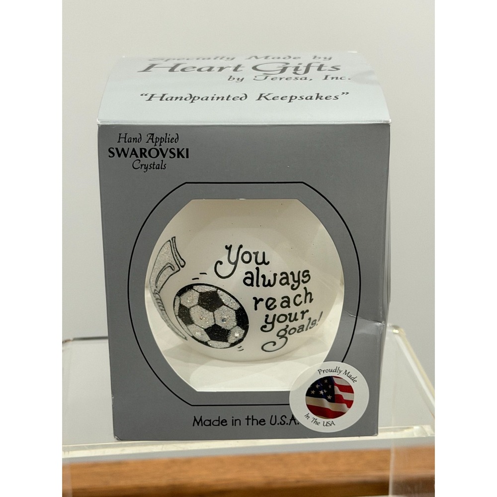 Soccer Hand painted Swarovski Crystals Ornament You Always Reach Your Goals 3"
